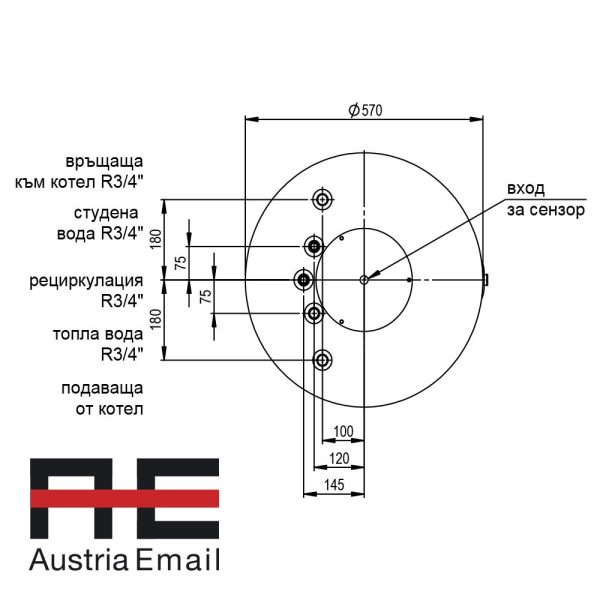 Подово стоящ бойлер с топлообменник GTS 120, Austria Email